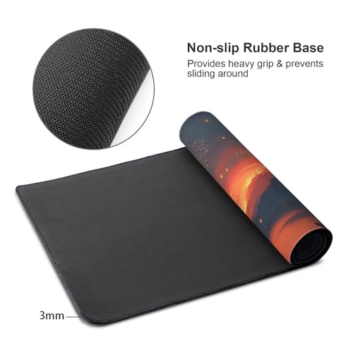 XXL Gaming Mouse Pad 35.4 x 15.7 Inch, Large Desk Mousepad | Moonlit Asian Landscape Design , Non-Slip Rubber Base, Water-Resistant Surface and Stitched Edges for Gaming, Office & Home - color: Moonlit Asian Landscape
