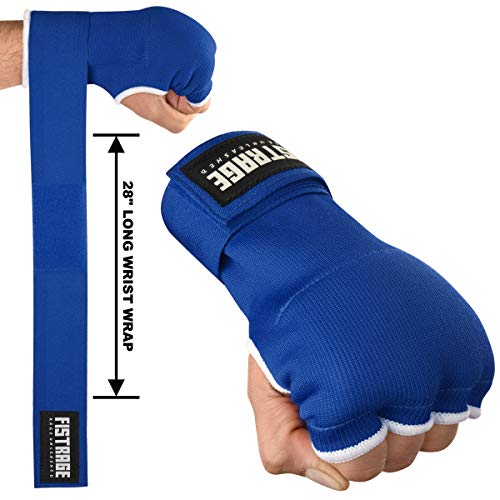 FISTRAGE Speed Ball Boxing Hand Wraps MMA Muay Thai Training Punching Dodge Striking Bag Leather Kit Hanging Swivel Workout Speedball Kicking with Mitt - color: Blue, size: Large-X-Large