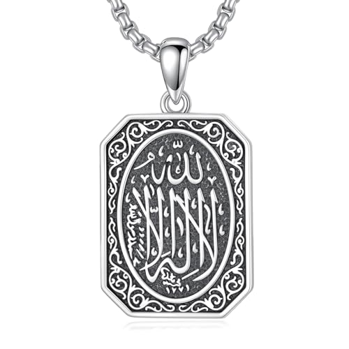 PELOVNY Allah Necklace for Men Women 925 Sterling Silver Islam Allah Pendant Chain Islamic Muslim Religious Jewelry Gifts - color: Allah-03