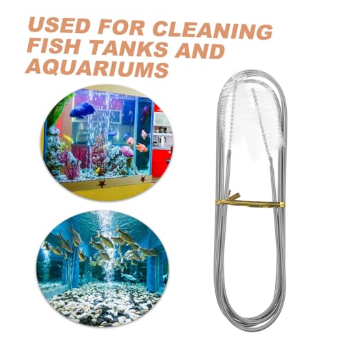 OUNONA Fish Tank Cleaning Brush Double-ended Tube Brush Soft Bristles for Aquariums Sinks and Tight Spaces Stainless Steel Spring Design for Stubborn Stains and