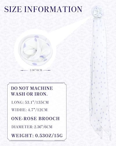 Chiffon Scarf for Women, Removable Flower Neck Scarf Light Soft Fashion Rose Scarves Versatile Headband or Hair Band - color: Lavender Dot