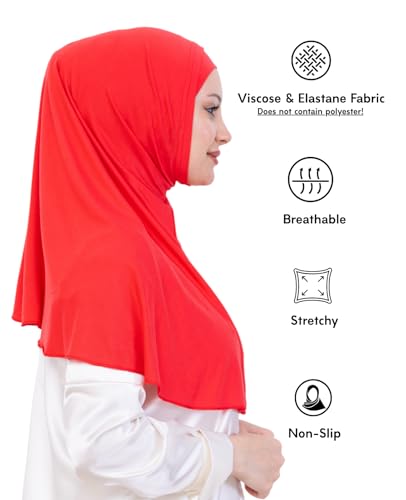 Prien Instant Hijab For Women, Muslim Long Scarf, Undercap Turban Set, Turkish Islamic Clothing, Prayer Clothes For Abaya - color: Brink Pink