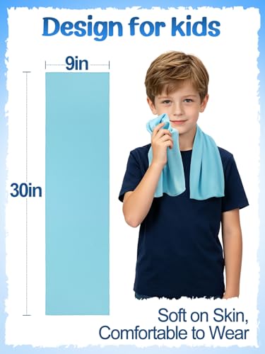 4 Pack Mini Cooling Towels (30"x9") - Kids Cooling Towel, Soft Breathable Cooling Neck Wraps with UPF 50 Sun Protection for Boys Girls Running Exercise Parent-child Activities School Outdoor Sports - color: Sky Blue & Pink & Purple & Green