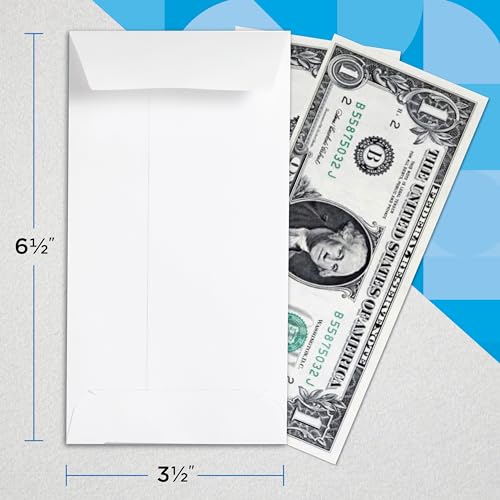 Guardian #7 Paper Coin Envelopes - Made in America with Gummed Flaps, Pack of 500 Blank Cash Envelopes for Coins, Receipts, Seeds, Small Parts Storage, and More, 3 ½ x 6 ½ Inches, White - color: White