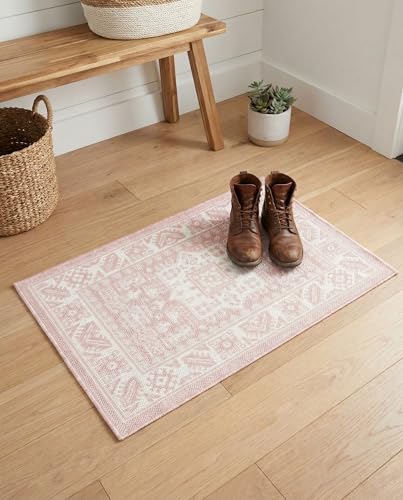 Rugs.com - Outdoor Aztec Rug – 2' x 3' 1 Pink Washable Indoor/Outdoor Rug – Perfect for Patio, Porch, and Entryway - color: Pink, size: 2' x 3' (Rectangular)