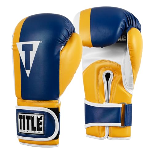 Title Boxing World Bag Boxing Gloves - color: Blue/Yellow/White, size: 16 oz
