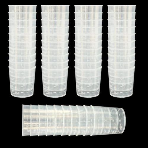 50 Pack 30ml/1.02oz Plastic Liquid Measuring Cups Transparent Mixing Cups Medicine Cups Lab Graduated Beakers Clear Measuring Jugs Set Medium Kitchen Baking Cooking Measure Tool Home