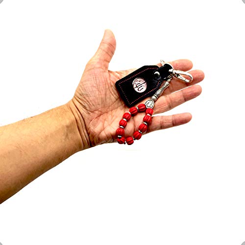 Keychain & Rosary Collection -Car Key Chain-Handbags Holder - color: 10 Mm-corrugated Red Beads