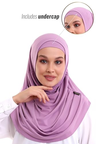 ihvan online, Hijab Scarves for Women, Ready to Wear, Lightweight and Comfortable Headscarf, Instant Turban, Jersey, Presewn - color: Lilac