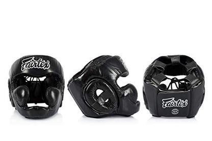 Fairtex Muay Thai & Boxing Headgear | Protective Sparring Head Guard with Adjustable Straps, Multi-Layer Padding, Enhanced Vision & Coverage - color: HG13 Black Lace-up, size: Medium