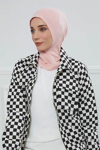 Aisha's Design Instant Turban 95% Cotton Head Scarf Headwear Combed Cotton Ninja Cap, Slip on Jersey Hijab - color: Powder Pink