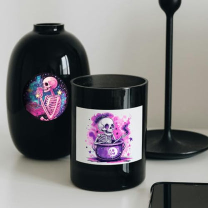 10 Sheets UV DTF Cup Wraps, 10 Styles Magic Style Stickers Cartoon Skull Rub on Decals Purple Waterproof Transfer Stickers for Glass Cups Wood Crafts - style: Magic Style