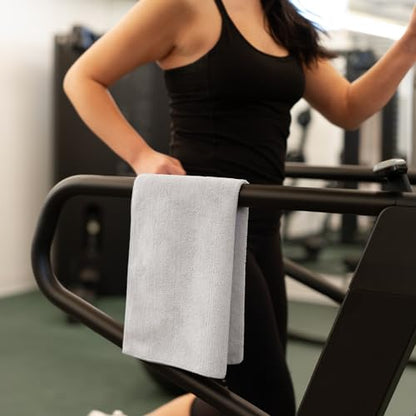 S&T INC. Microfiber Gym Towels, 6 Pack, 16" x 27" | Absorbent and Lightweight, Quick-Dry, Compact for Gym Bag, Yoga and Travel, Machine Washable - color: Light Grey