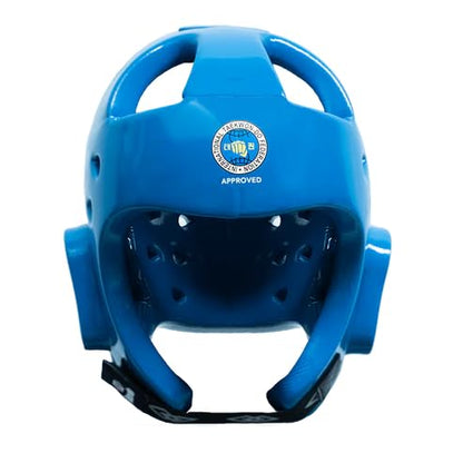 Daedo ITF Approved Taekwondo Head Guard – Red or Blue Sparring Helmet – Lightweight Foam Headgear Coated with Plastic Paint - color: Blue, size: X-Large