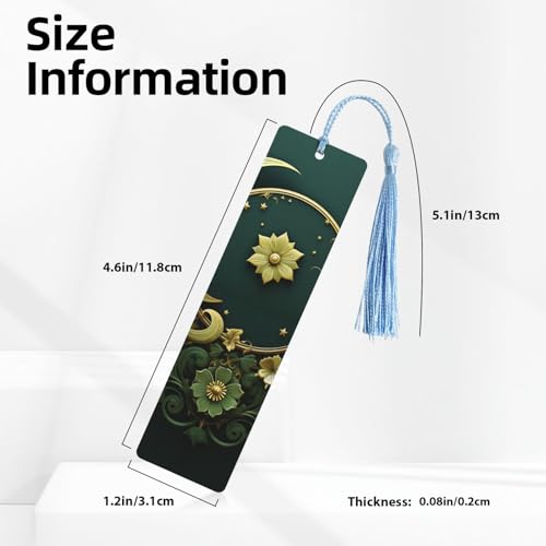 5 Pieces Wood Bookmark for Men Women Ramadan on Green Wallpaper Wooden Bookmarks Unique Handmade Book Marks with Tassel Pendant Craft Bookmark for Book Lovers Birthday Teachers Gift - color: Sky Blue