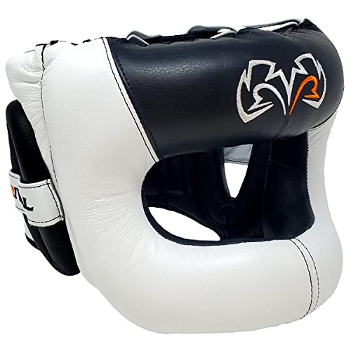 RIVAL Boxing RHGFS3 Face-Saver Sparring Headgear - Wide Eye Opening, Premium Leather, and Thermoplastic Inner Frame - color: White, size: Large-X-Large