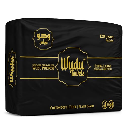 Wudu Towel After Ablution – 120 Count – Biodegradable Cloth-Based Dry Towels – Islamic Prayer Accessory for Home, Mosques, Travel – Pairs with Prayer Beads, Mats & Qibla Compass | Refill Pack - color: Refill Pack