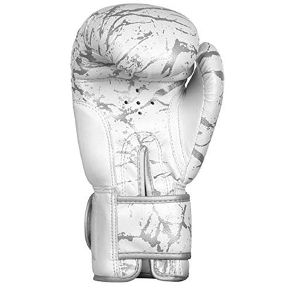 Athllete Boxistar Boxing Gloves - Men's & Women's, 8 oz to 16 oz with Optimal Padding - color: White/Metallic Silver, size: 16 oz
