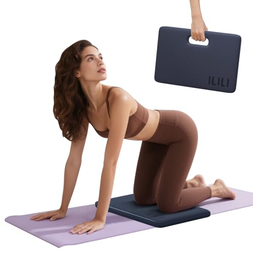 ILILI Yoga Knee Pad Foldable, TPE Soft Pad 24*17*0.5inch (Folding Size 17*12*1inch) for Knee Push-ups, Plank Support＆Elbow/Knee Support, Portable and Lightweight for Yoga Pilates, Fitness Exercise, Outdoor