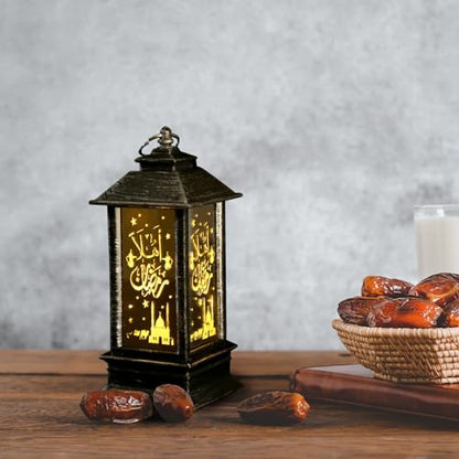 라마단 랜턴 2개, 블랙, LED, 방수 없음, 12.7x5.6x7.6cm(5x2x3인치), 테이블 탑, 배터리 작동, 장식용 전기 랜턴, 홈 테이블 장식, 라마단 선물 - color: 스타일2-블랙