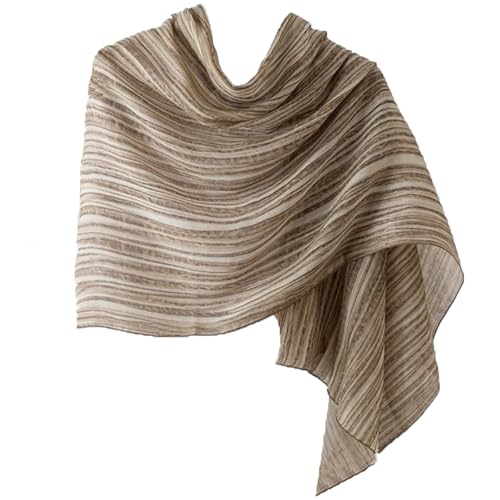 Scarves for Women Lightweight stripe Scarf Cotton Hijab Shawls - color: Khaki
