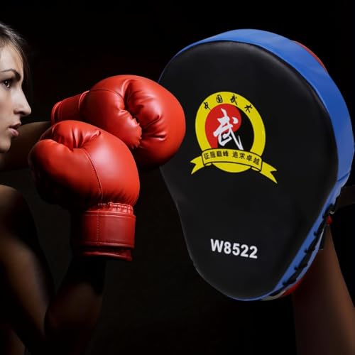 Punching Pads - High Density Foam Material, Strike Training Tool, Shock Absorbing Durable Kickboxing Mitts, Handheld Combat Practice | Thai Karate MMA for Home Gym Workout Exercise - color: Blue