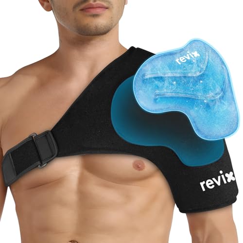 REVIX XL Shoulder Ice Pack Wrap for Rotator Cuff, with Removable Gel Pack | Reusable Gel Cold Wrap, 30-Minute Cooling, Flexible Fit for Recovery, Workout Relief & Daily Comfort, Men & Women - size: XL, style: With Removable Gel Pack