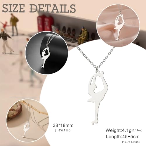 Dreamtimes Ice Skater Necklace Skating Charm Sports Pendant Necklace Ice Skating Sport Pendant Necklace Inspirational Jewelry for Women Skate Lover - color: Silver-3