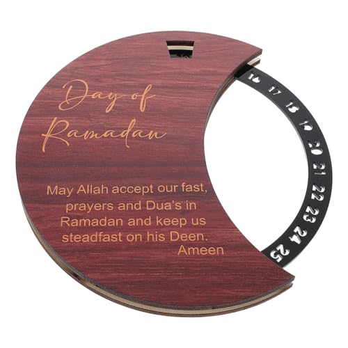 Alipis Wooden Ramadan Countdown Calendar Rotatable Calendar Eid Mubarak Decoration Holiday Countdown Decorative for Home Decor
