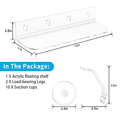 15 Inch Suction Cup Shelf for Plants Window, 6IN Extra Wide with Load-Bearing Brackets Window Shelf for Plants, Acrylic Sill Extender for Growing Herbs, Micro Vegetables, Succulents, Clear-1