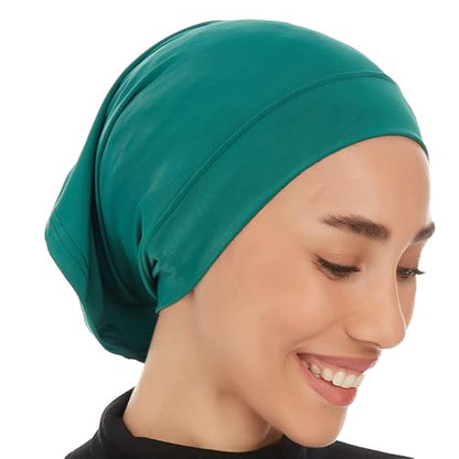 Hijab Caps Underscarf for Women – Black Hijab Cap Underscarf Turban Dreadlocks Tube – Muslim Accessories Headscarf - color: Dark Green