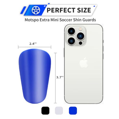 Extra Mini Soccer Shin Guards for Toddler, Kids, Youth & Adults | Ultra Lightweight Insert Small Shin Pads, Boys Girls Men Women, Shock-Absorbing Protection, 3.7×2.4 In, Training & Matches - color: Black+Blue