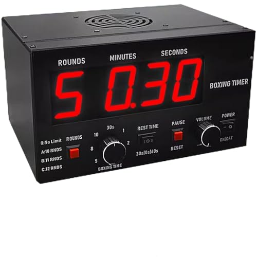 Classic Boxing Interval Timer, Professional Gymnastics Timer with LED Display, 1-12 Challenge Rounds and Adjustable Buzzer, Interval Timer for Workout, Gym Timer, Boxing Equipment,Red - color: Red