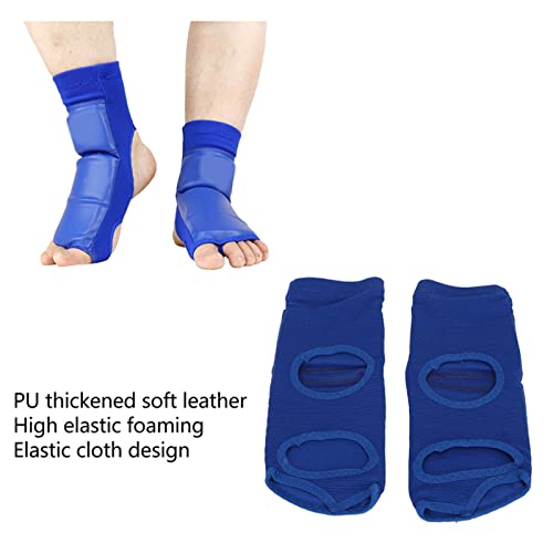 2pcs Boxing Foot Protector, Unisex PU Leather Taekwondo Training Boxing Foot Protector Gear, Soft Boxing Sparring Foot Guard for Women Men Blue (XL)