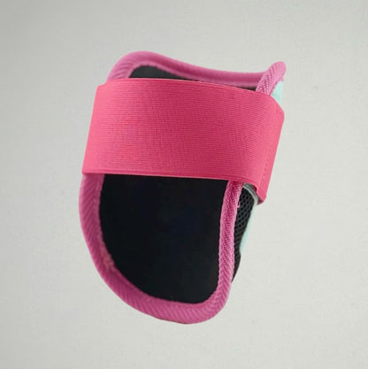 Youth Baseball Shin and Elbow Guard Set, Pink/Aqua/Black, Adjustable Straps, Lightweight, Breathable Mesh Lining - size: Youth Large/Extra Large