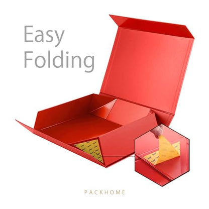 PACKHOME 6 Large Gift Boxes 13.5x10x3.5 Inches, Sturdy Shirt Boxes with Magnetic Lids for Multiple Occasions (Glossy Red) - color: 13x9.7x3.4 Inch-Red-Pack of 6
