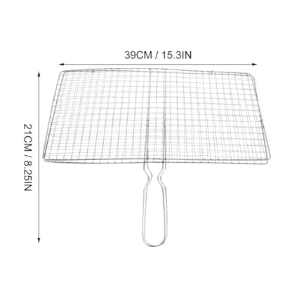 Toddmomy Portable Barbecue Grill Basket Fish Grill Basket with Handle for Outdoor Cooking Vegetables Meat and Seafood 15.35X8.26 Inch
