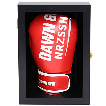 Boxing Glove Display Case Wall Mount Lockable Full Size pro UV Protected Clear Acrylic Holder Box for Baseball Boxing Signed Glove (Black - Single Glove) - color: Black - Single Glove