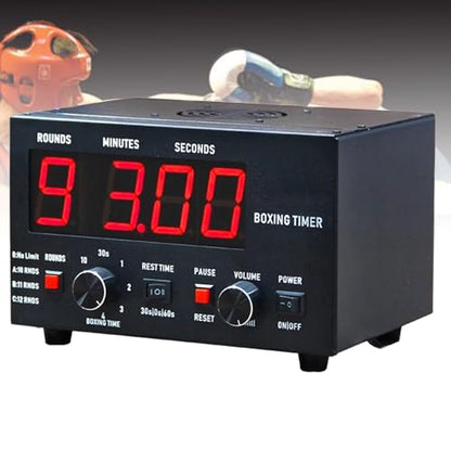 Boxing Timer, LED Gym Timer with Full Button Operation, Adjustable Buzzer and Stopwatch, Selectable Training Time and Cycle Repetitions for Muay Thai and Kickboxing Red - color: Red