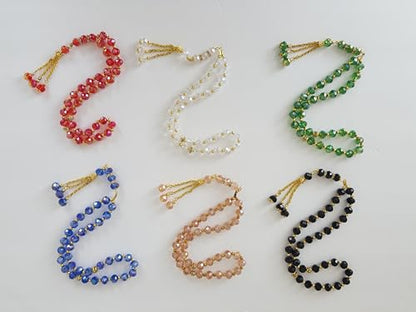 6 Pack Tasbih Prayer 33ct Worry Beads Misbaha Islamic Gift Ramadan Gift Eid Gift Allah Rosary Bulk Islamic Crystal Prayer Beads(6)