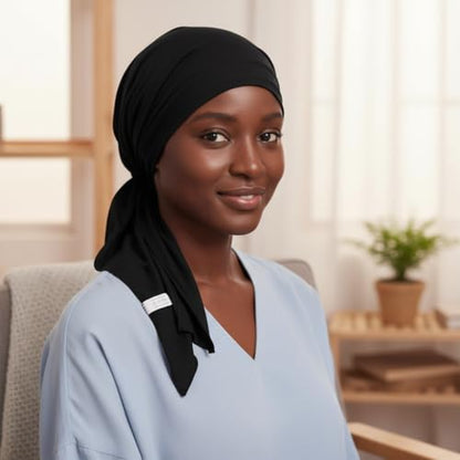 3 Packed Women's Pre Tied Head Scarves Slip On Chemo Beanies Hair Cover Headwrap Caps - color: A3-solid-3packed