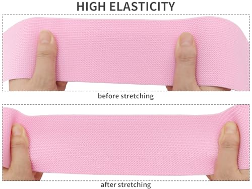 Pink Knit Elastic Band 3 inch 5 Yards Double-Side Twill Woven Elastic Heavy Stretch Elastic Spool for Sewing Pants Waistband, Wigs, Skirts, Craft DIY Projects - color: Pink
