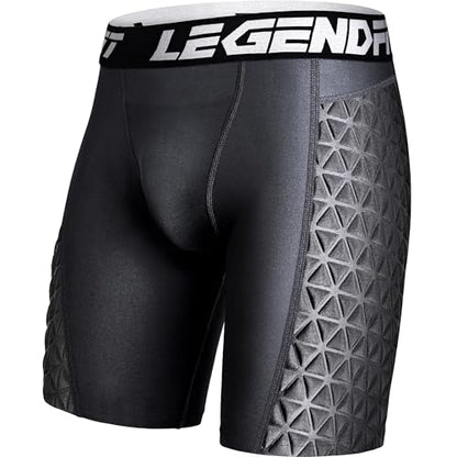 Youth Boys Baseball Sliding Shorts Cup Pocket Protective Athletic Compression Underwear Football Lacrosse - color: Padding Black, size: X-Large