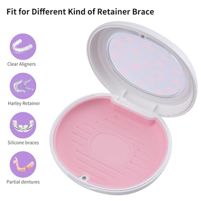 Cute Retainer Case with Silicone Pad, Portable Slim Aligner Case Orthodontic Retainer Box, Denture Storage Container Travel Mouth Guard (Bowknot/Pink) - color: Bowknot/Pink