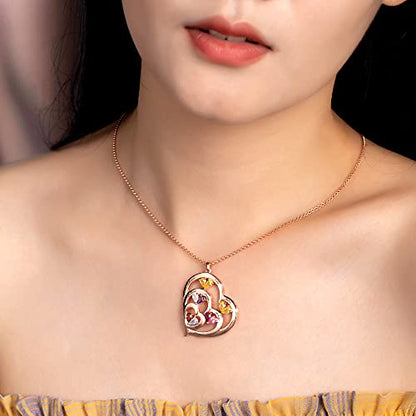 AILIN Mother Necklace Personalized Engraved Heart Necklace For Women 925 Sterling Silver/Brass Custom 1-10 Birthstones and Names Grandma Pendant Necklace Birthday Jewelry Gifts For Mom Wife