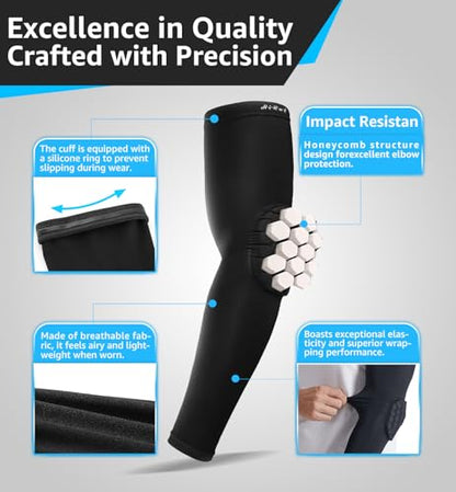 HiRui Elbow Pads for Teenagers Men Women, Elbow Brace Basketball Shooter Sleeves Arm Compression Sleeves - color: Black, size: X-Large