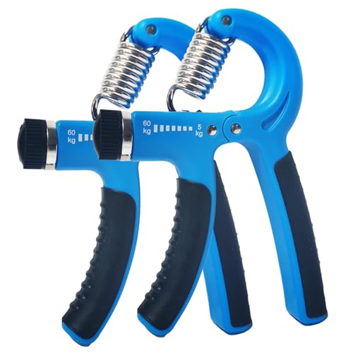 Hand Grip Strengthener 2 Pack Adjustable Resistance 5-60kg (10-130lb) Forearm Wrist Finger Exerciser Grip Strength Trainer Squeezer for Workout - color: Blue