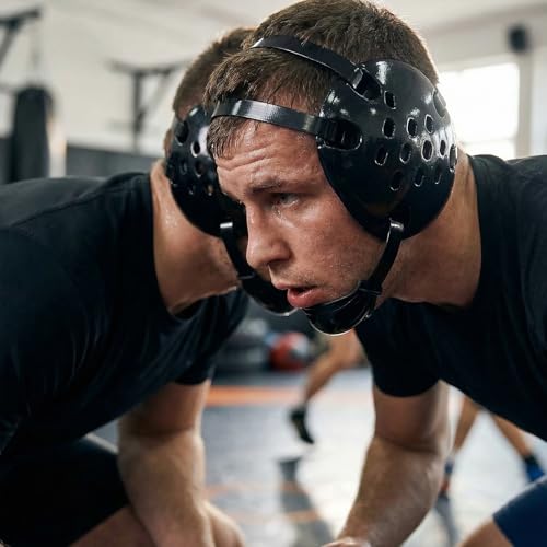 Wrestling Headgear with Chin Cup for Youth & Adult | Impact-Resistant ABS Shell, 11-Vent Breathable Design