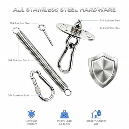Heavy Bag Hanger, 304 Stainless Steel Punching Bag Ceiling Mount with 4 Springs, Vibration & Noise Dampening Design - color: Hanger with Spring for Wood Beam