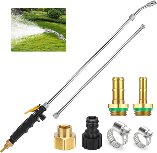 44inch Sprayer Wand, 3/8" & 1/4" Brass Barb Universal Sprayer Wand Replacement, Stainless Steel Sprayer Parts with Shut off Valve & 2 Hose Clamps, Spray Wands for Garden Hose, 1/2" Connector